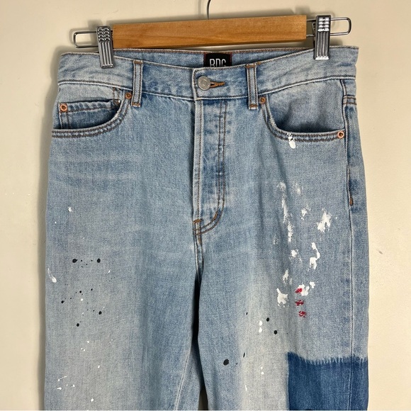 BDG High-Waisted Slim Straight Jean – Floral Patchwork Size 28 Ankle Raw Hem - Picture 8 of 16